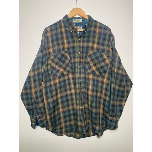 Mountain Ridge Forest Colours Plaid Button Down - LARGE - Picture 1 of 5